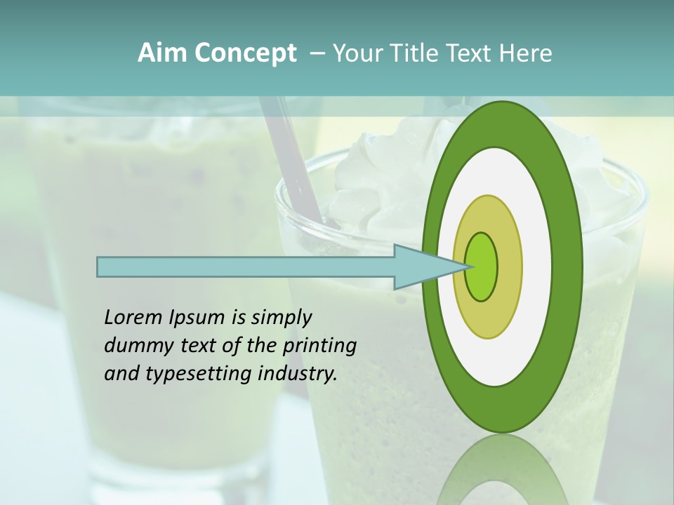 Two Glasses Of Green Smoothie With Whipped Cream On Top PowerPoint Template