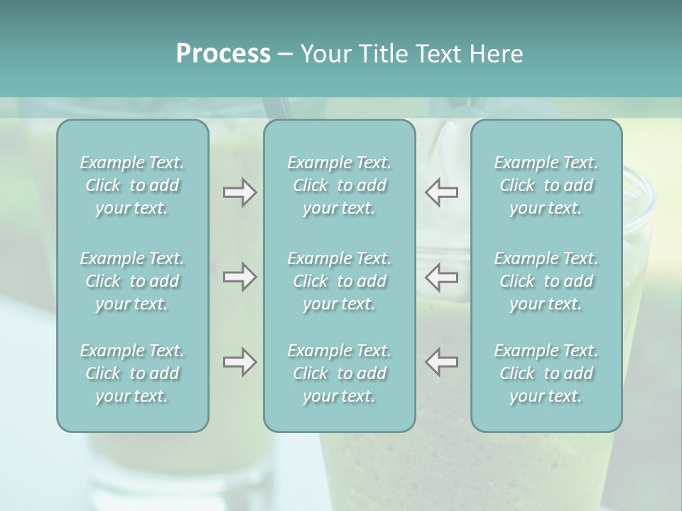 Two Glasses Of Green Smoothie With Whipped Cream On Top PowerPoint Template
