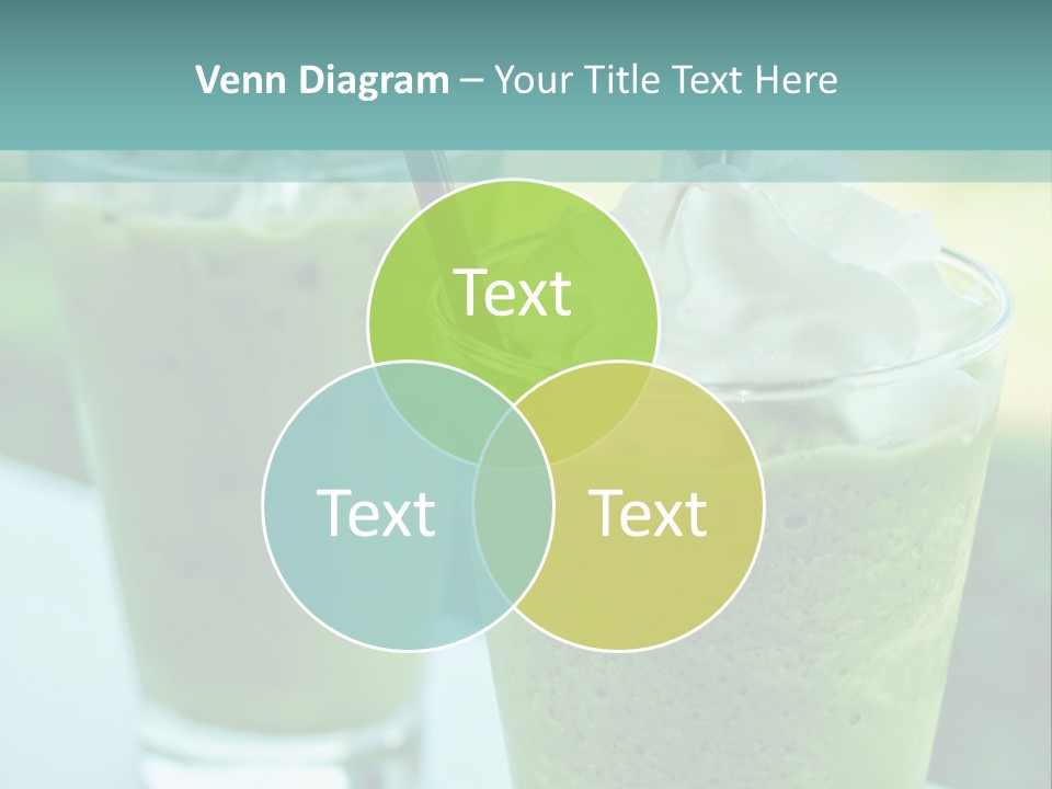 Two Glasses Of Green Smoothie With Whipped Cream On Top PowerPoint Template