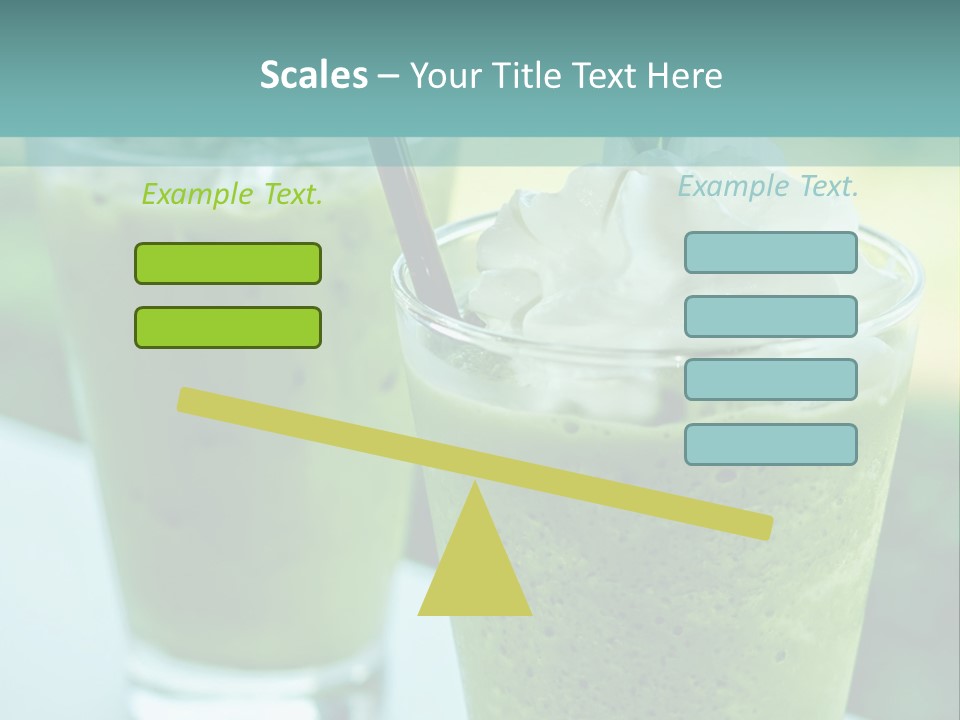 Two Glasses Of Green Smoothie With Whipped Cream On Top PowerPoint Template