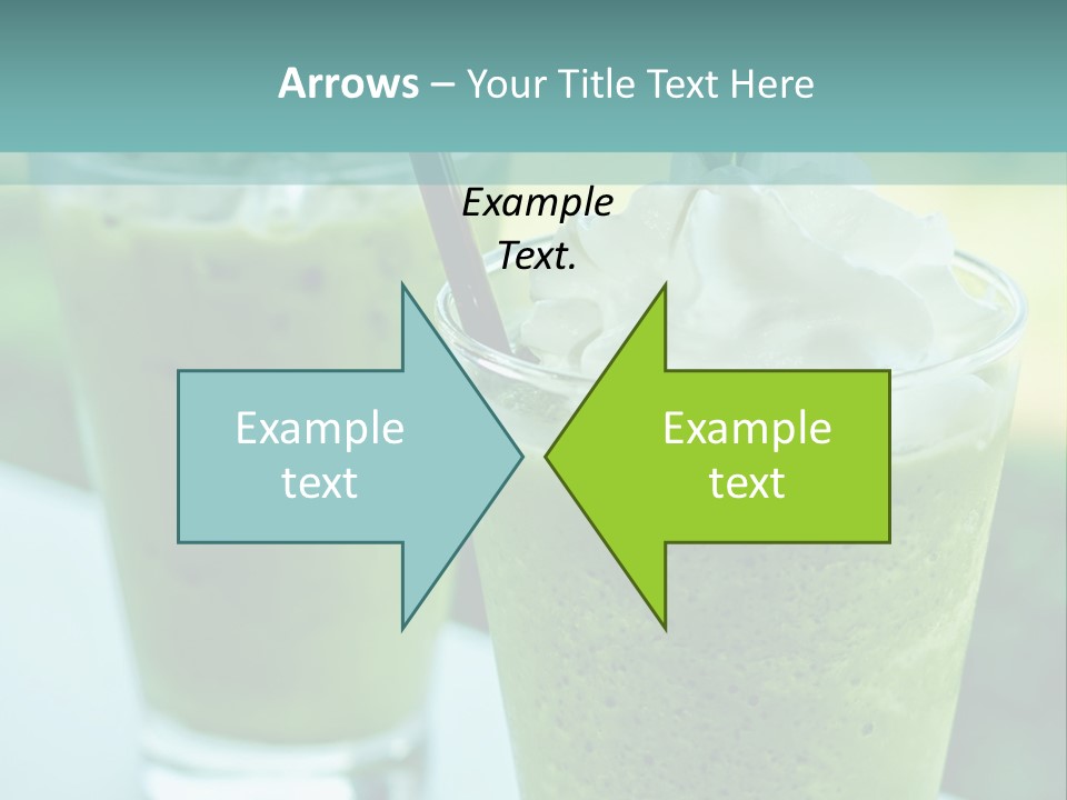 Two Glasses Of Green Smoothie With Whipped Cream On Top PowerPoint Template