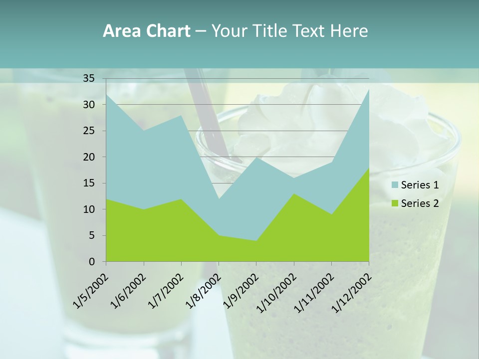 Two Glasses Of Green Smoothie With Whipped Cream On Top PowerPoint Template