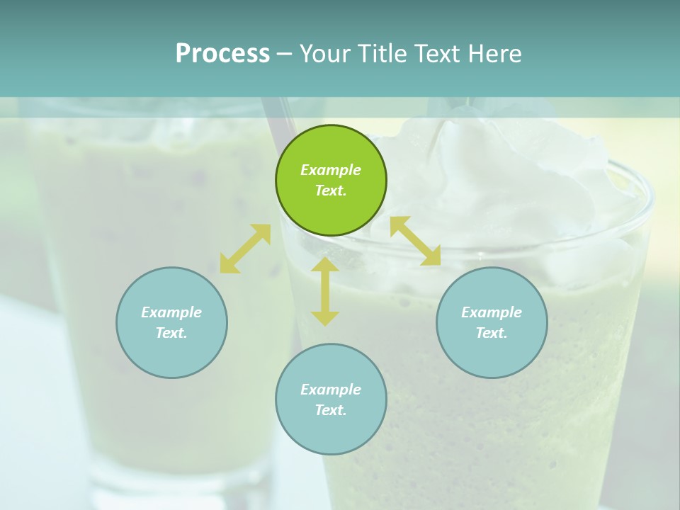 Two Glasses Of Green Smoothie With Whipped Cream On Top PowerPoint Template