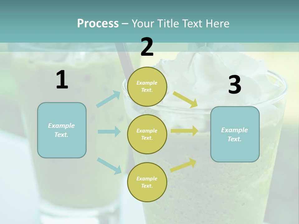 Two Glasses Of Green Smoothie With Whipped Cream On Top PowerPoint Template