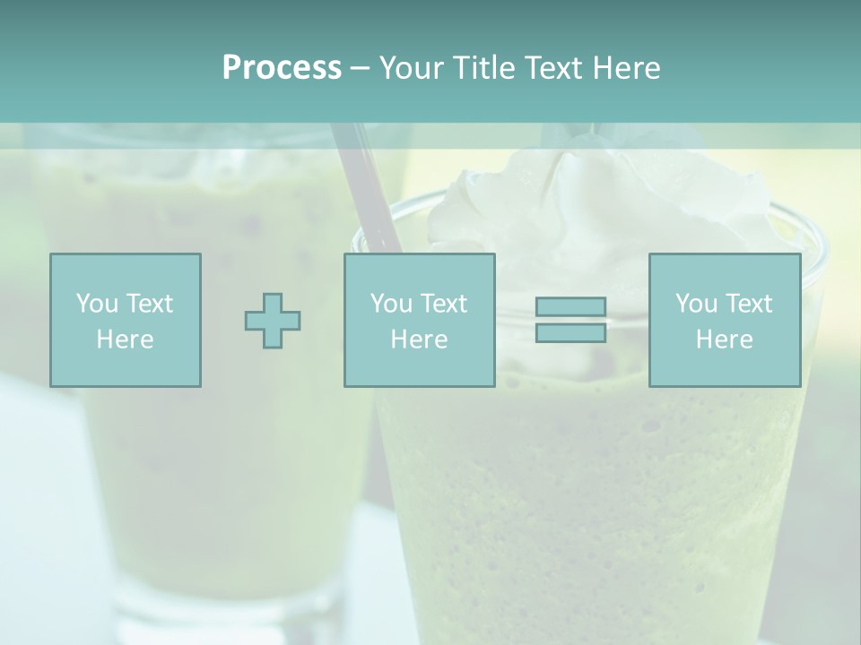 Two Glasses Of Green Smoothie With Whipped Cream On Top PowerPoint Template