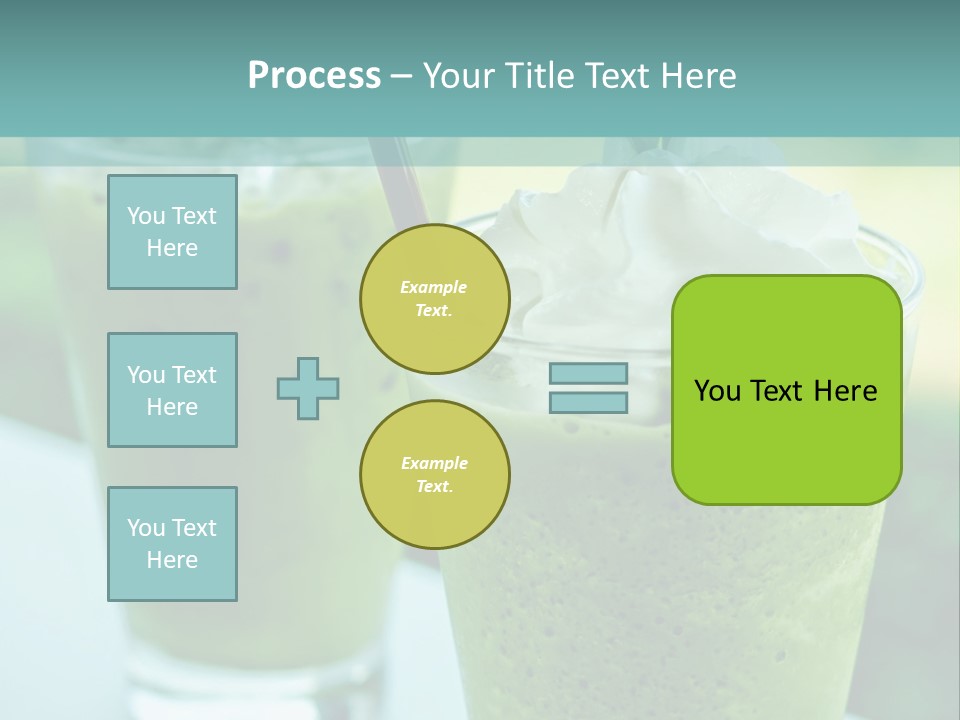 Two Glasses Of Green Smoothie With Whipped Cream On Top PowerPoint Template