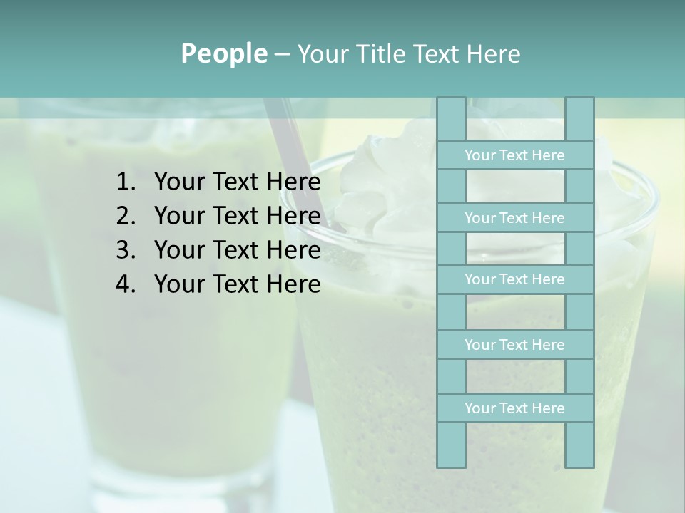 Two Glasses Of Green Smoothie With Whipped Cream On Top PowerPoint Template