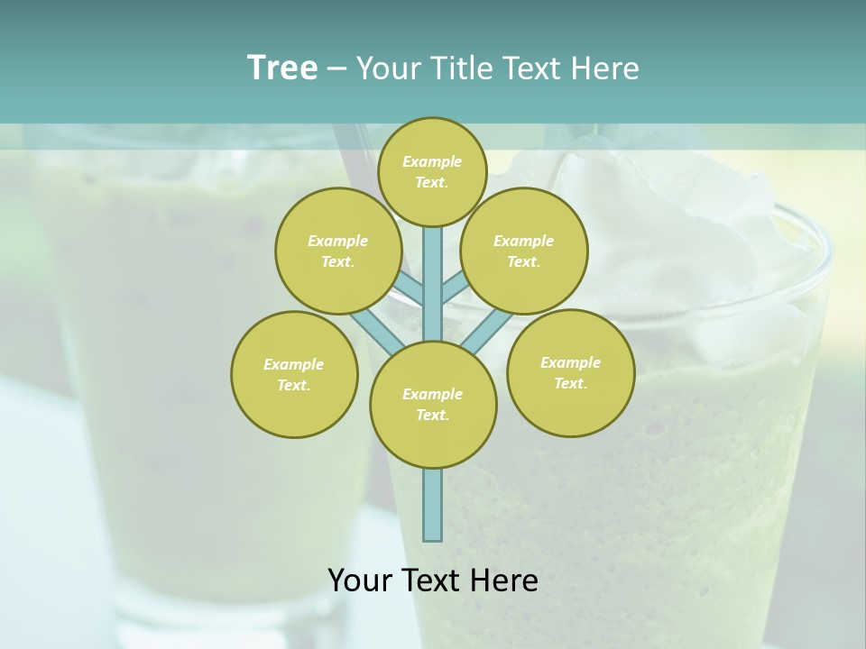 Two Glasses Of Green Smoothie With Whipped Cream On Top PowerPoint Template