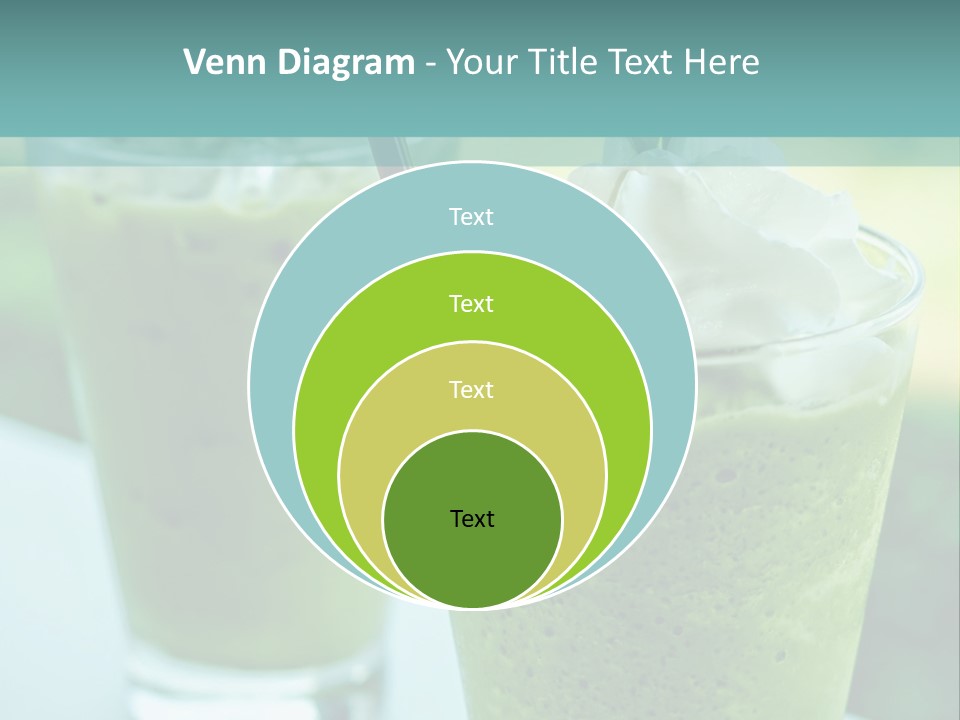 Two Glasses Of Green Smoothie With Whipped Cream On Top PowerPoint Template