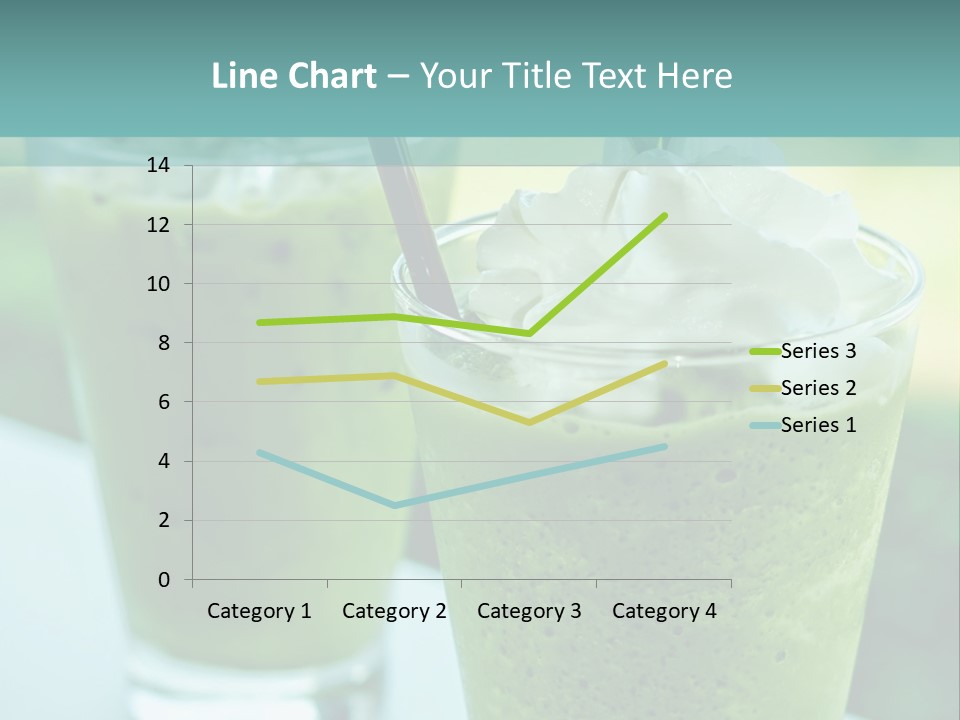 Two Glasses Of Green Smoothie With Whipped Cream On Top PowerPoint Template