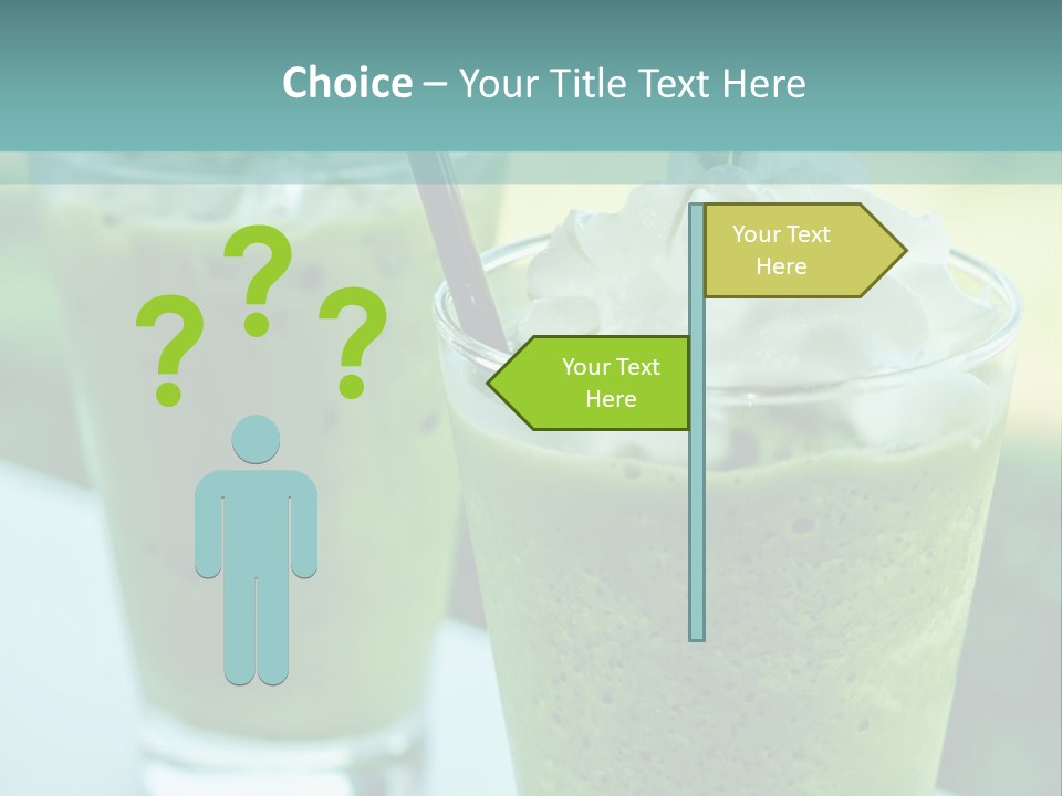 Two Glasses Of Green Smoothie With Whipped Cream On Top PowerPoint Template