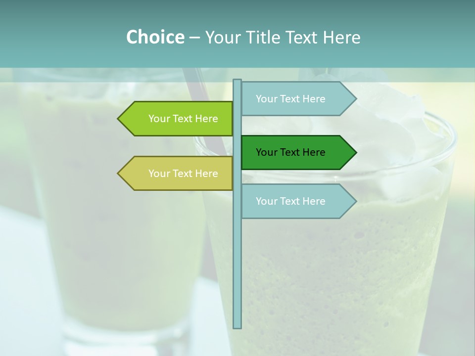 Two Glasses Of Green Smoothie With Whipped Cream On Top PowerPoint Template