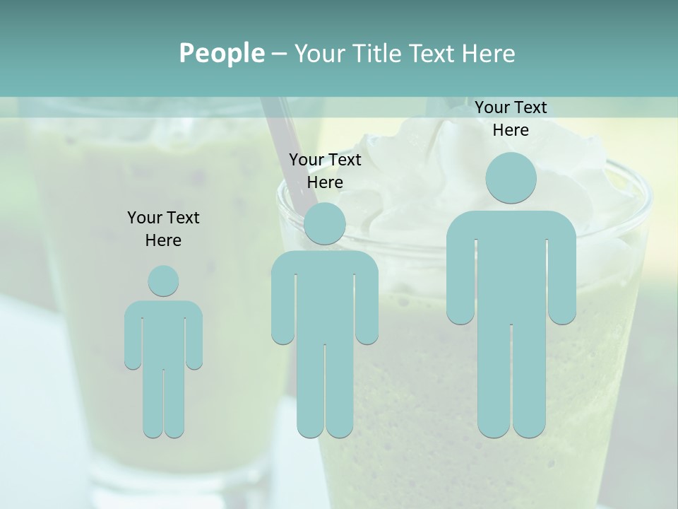 Two Glasses Of Green Smoothie With Whipped Cream On Top PowerPoint Template