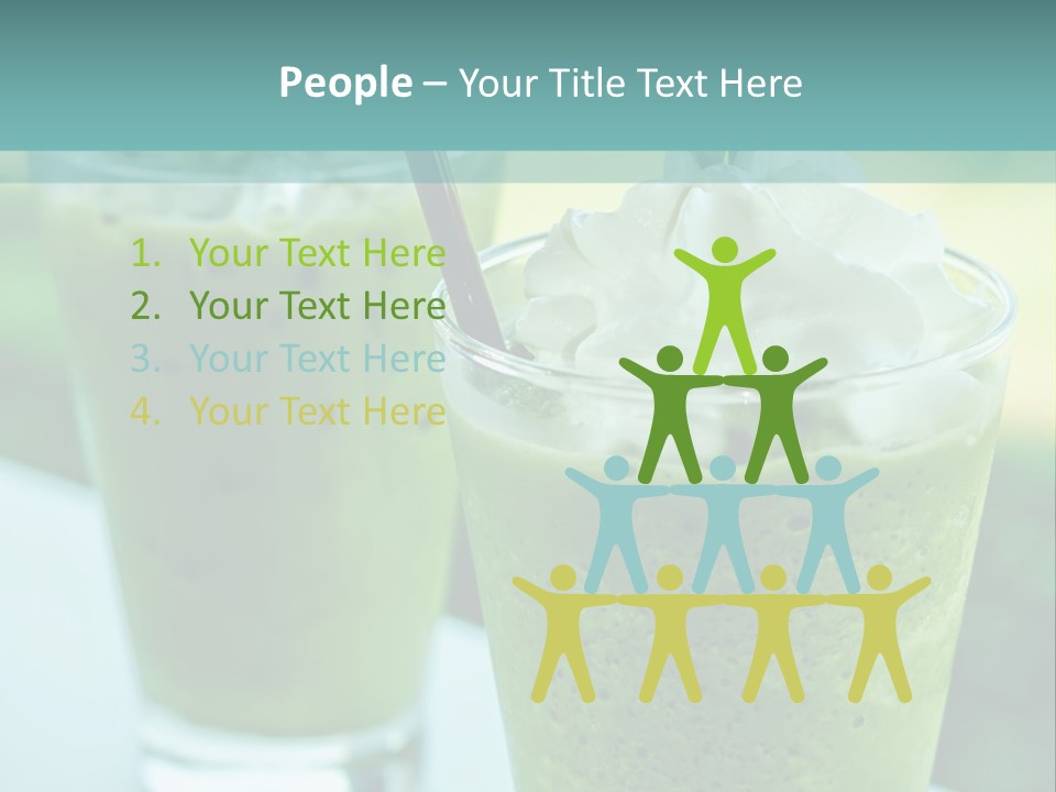 Two Glasses Of Green Smoothie With Whipped Cream On Top PowerPoint Template