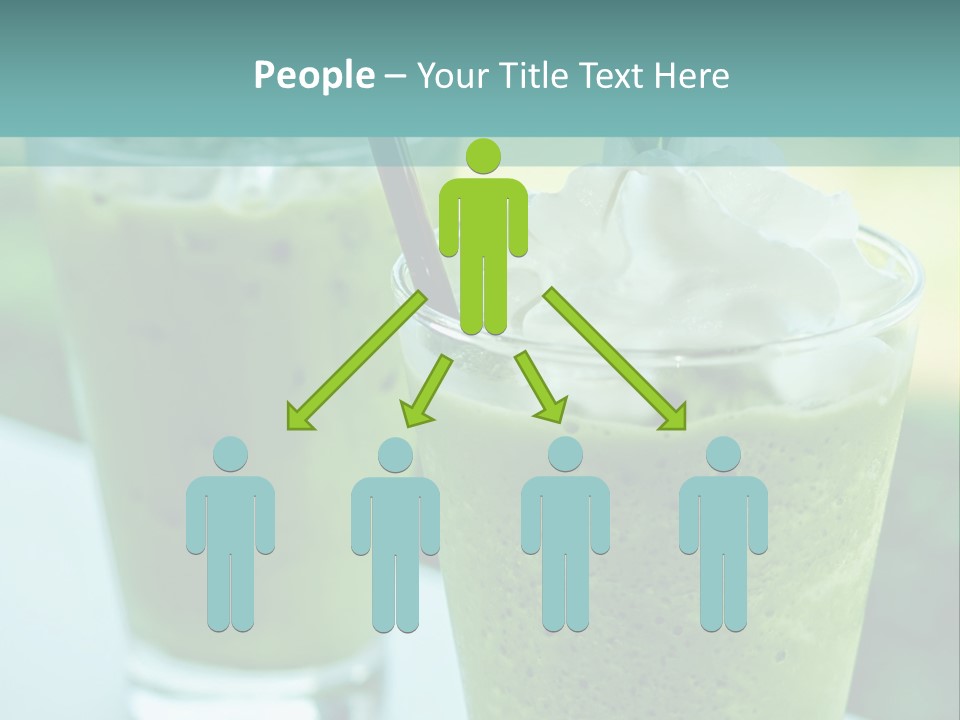Two Glasses Of Green Smoothie With Whipped Cream On Top PowerPoint Template