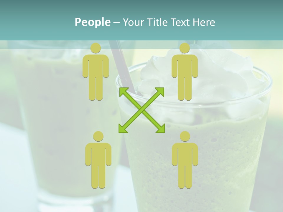 Two Glasses Of Green Smoothie With Whipped Cream On Top PowerPoint Template