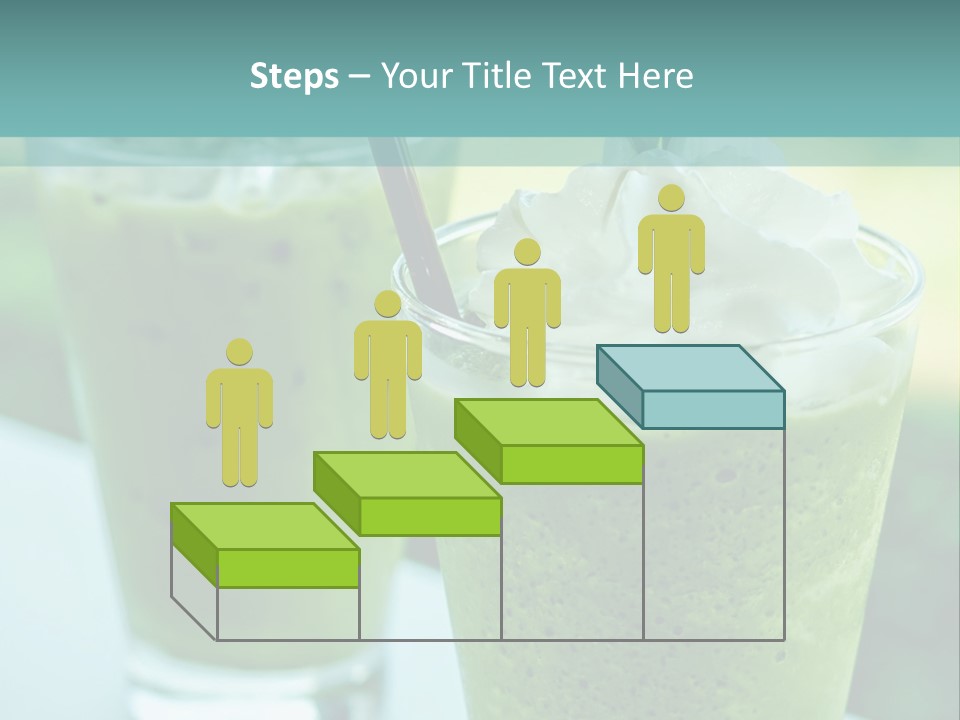 Two Glasses Of Green Smoothie With Whipped Cream On Top PowerPoint Template