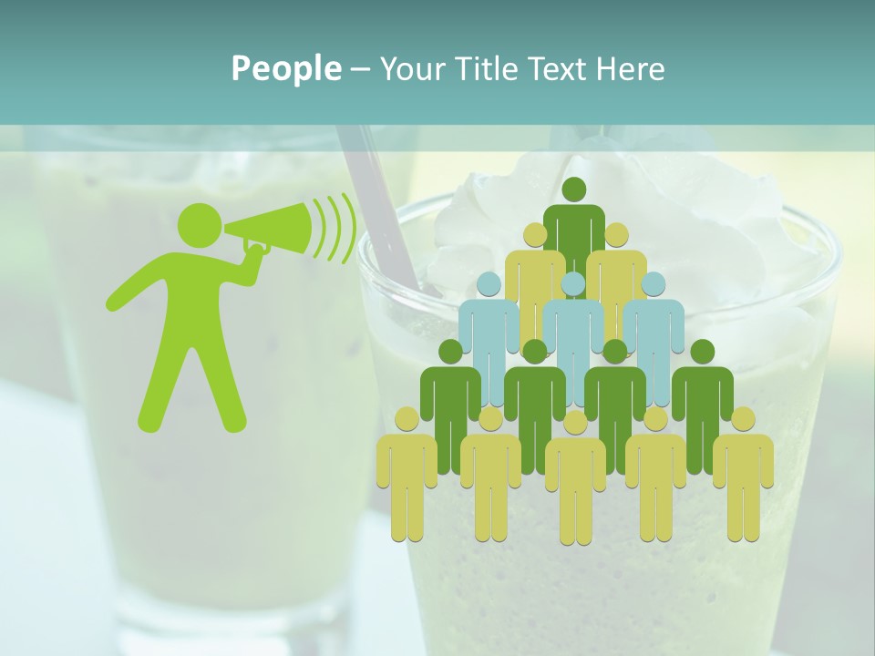 Two Glasses Of Green Smoothie With Whipped Cream On Top PowerPoint Template