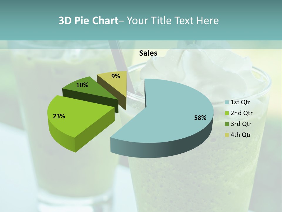 Two Glasses Of Green Smoothie With Whipped Cream On Top PowerPoint Template