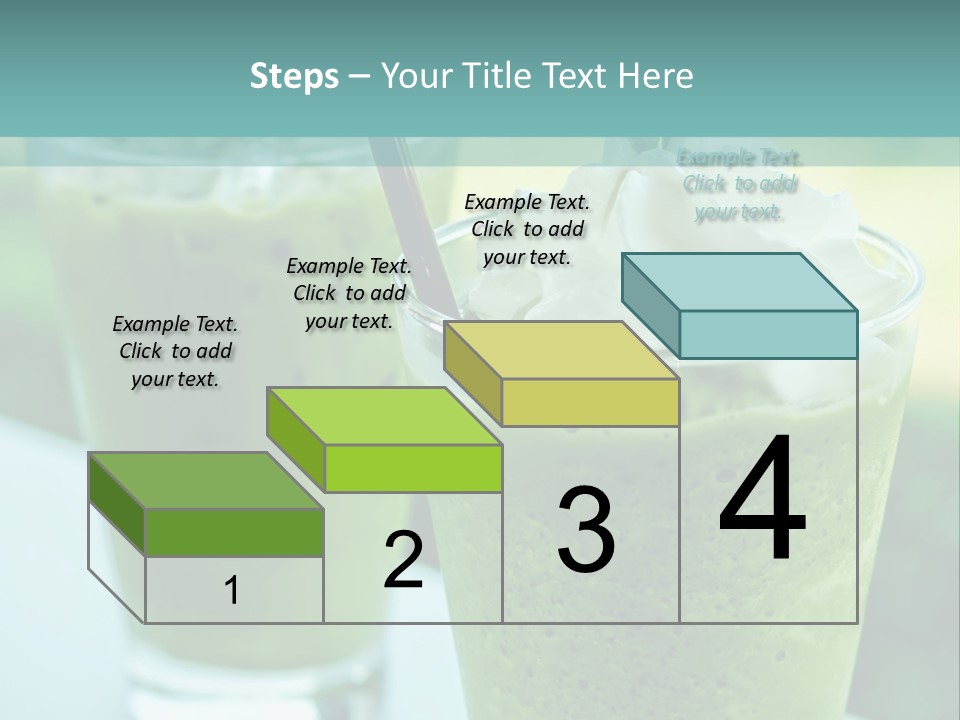 Two Glasses Of Green Smoothie With Whipped Cream On Top PowerPoint Template