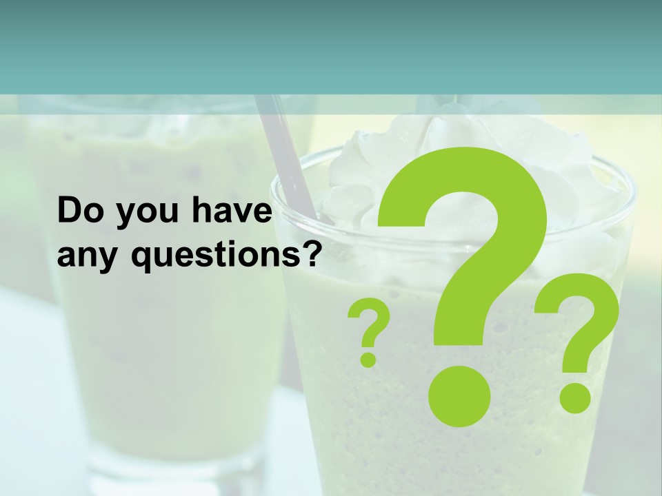 Two Glasses Of Green Smoothie With Whipped Cream On Top PowerPoint Template