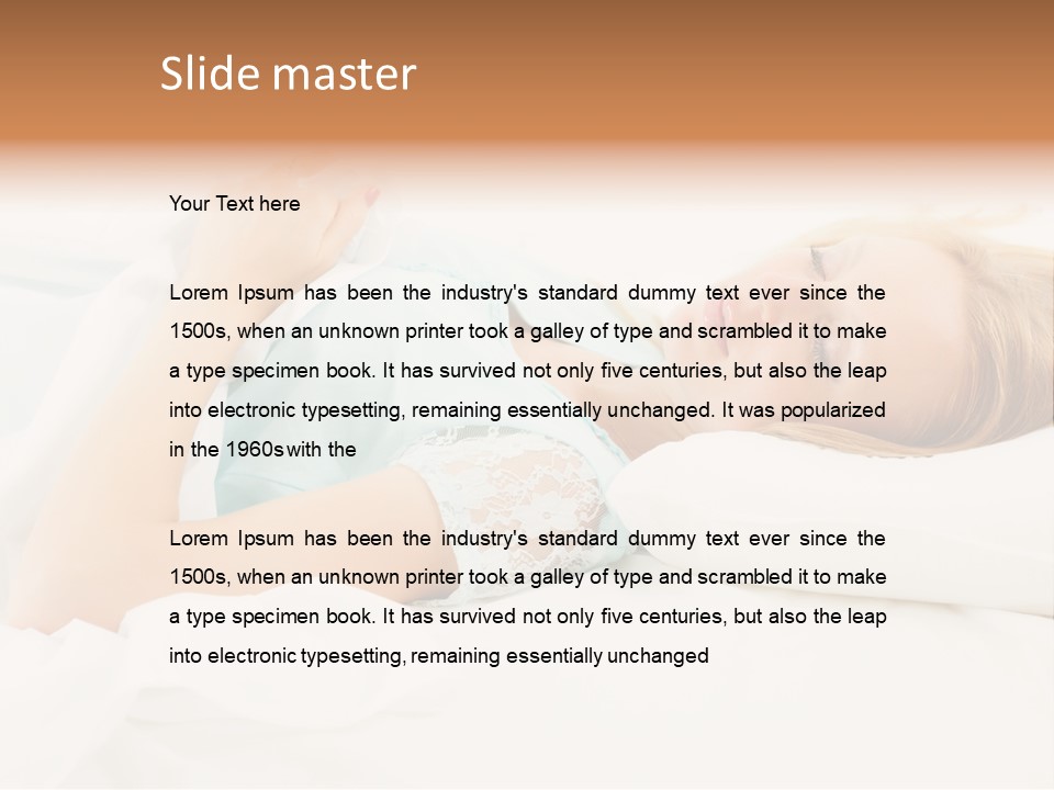 A Beautiful Blonde Woman Laying In Bed With Her Eyes Closed PowerPoint Template