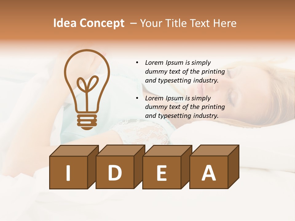 A Beautiful Blonde Woman Laying In Bed With Her Eyes Closed PowerPoint Template