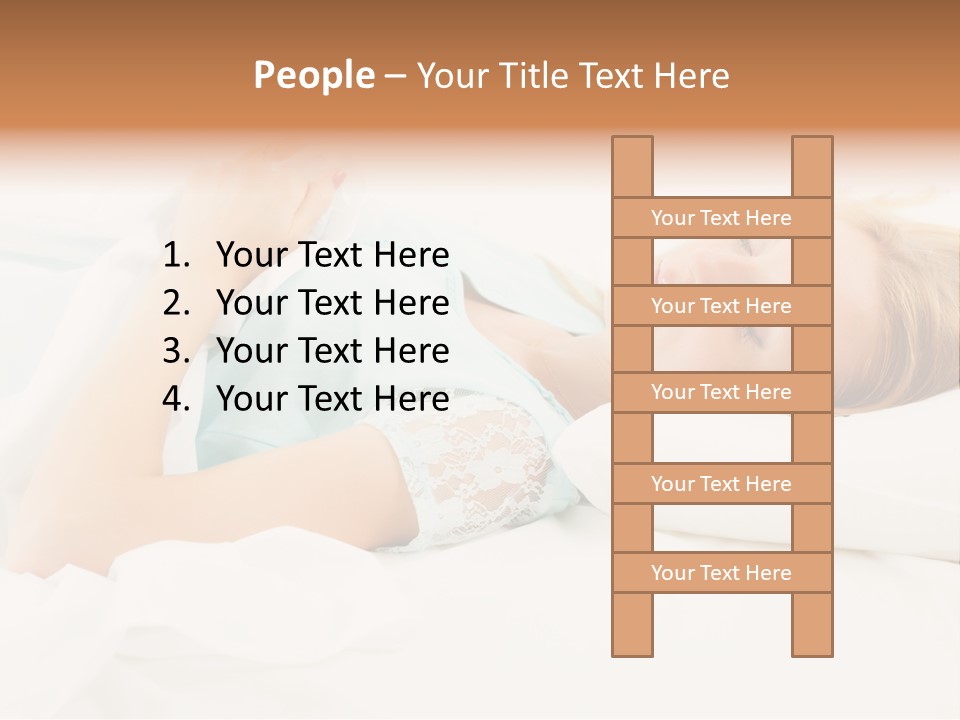 A Beautiful Blonde Woman Laying In Bed With Her Eyes Closed PowerPoint Template