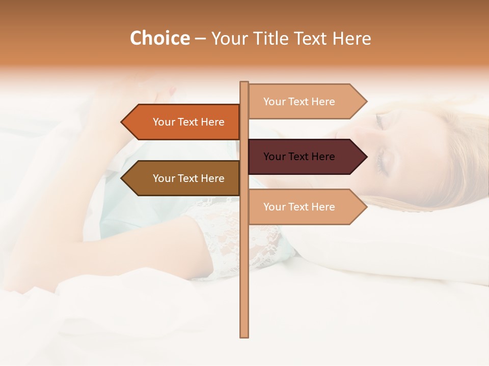 A Beautiful Blonde Woman Laying In Bed With Her Eyes Closed PowerPoint Template