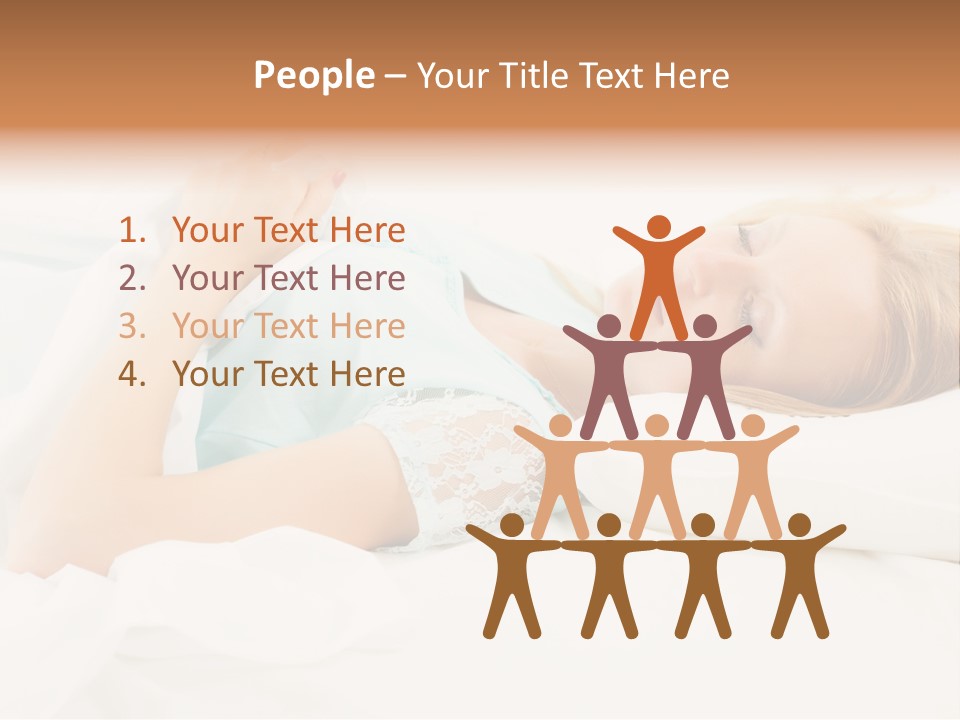 A Beautiful Blonde Woman Laying In Bed With Her Eyes Closed PowerPoint Template