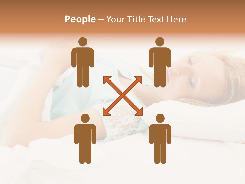 A Beautiful Blonde Woman Laying In Bed With Her Eyes Closed PowerPoint Template