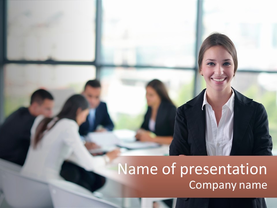 A Woman Standing In Front Of A Group Of People PowerPoint Template