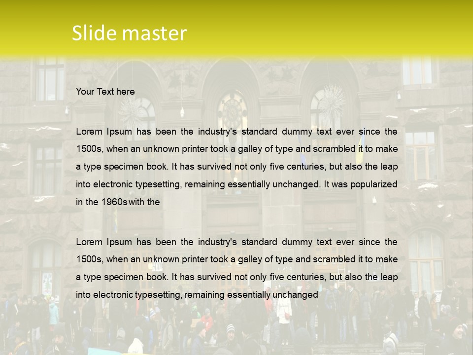 A Group Of People Standing In Front Of A Building PowerPoint Template