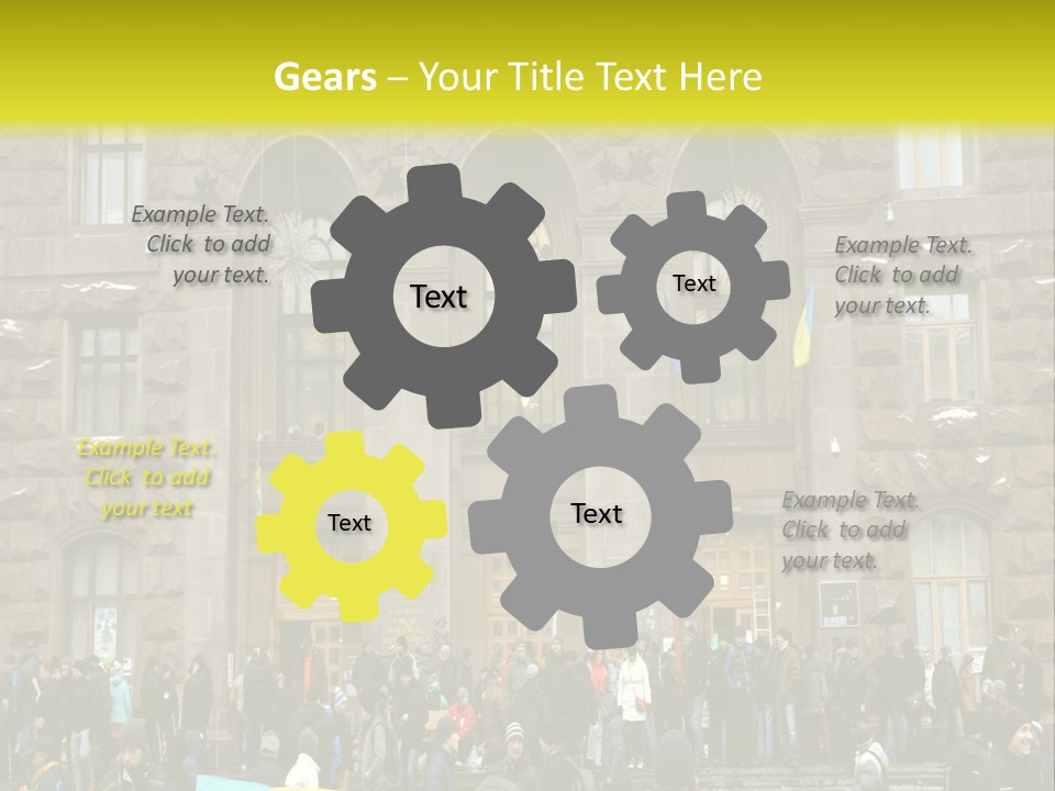 A Group Of People Standing In Front Of A Building PowerPoint Template