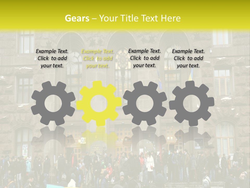 A Group Of People Standing In Front Of A Building PowerPoint Template