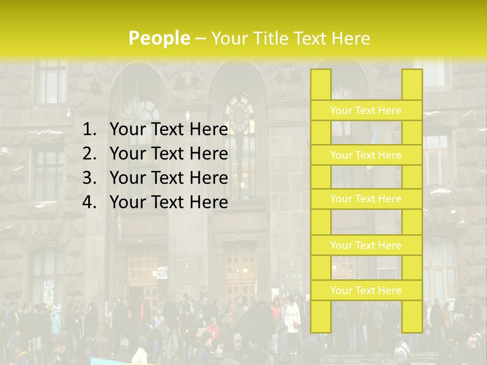 A Group Of People Standing In Front Of A Building PowerPoint Template