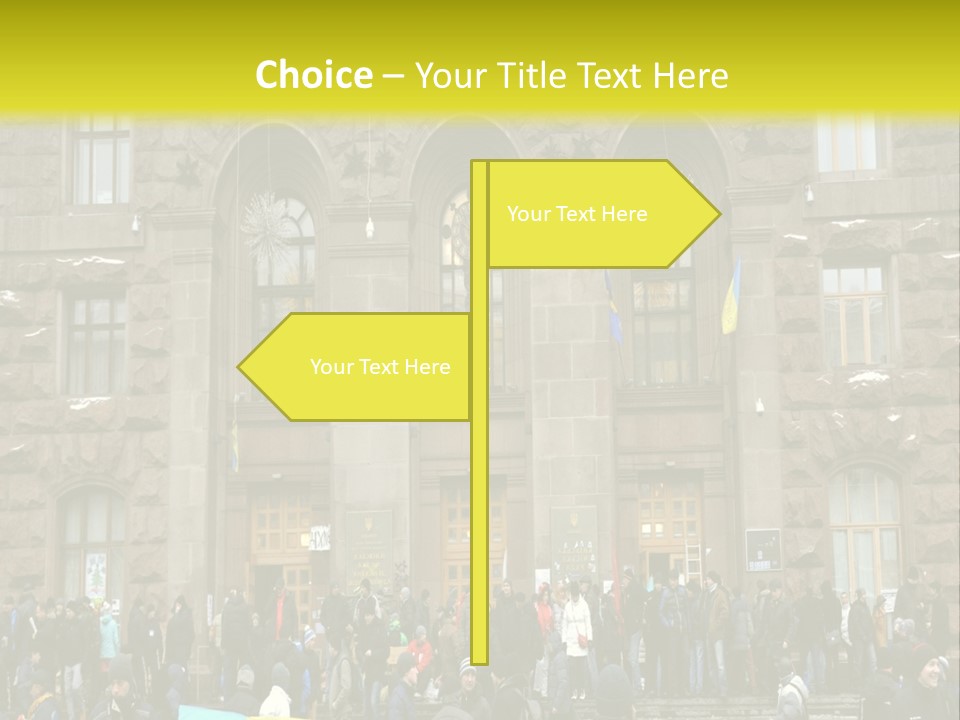 A Group Of People Standing In Front Of A Building PowerPoint Template