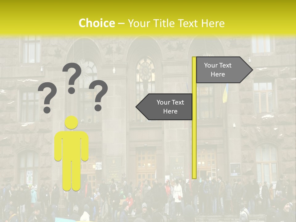 A Group Of People Standing In Front Of A Building PowerPoint Template