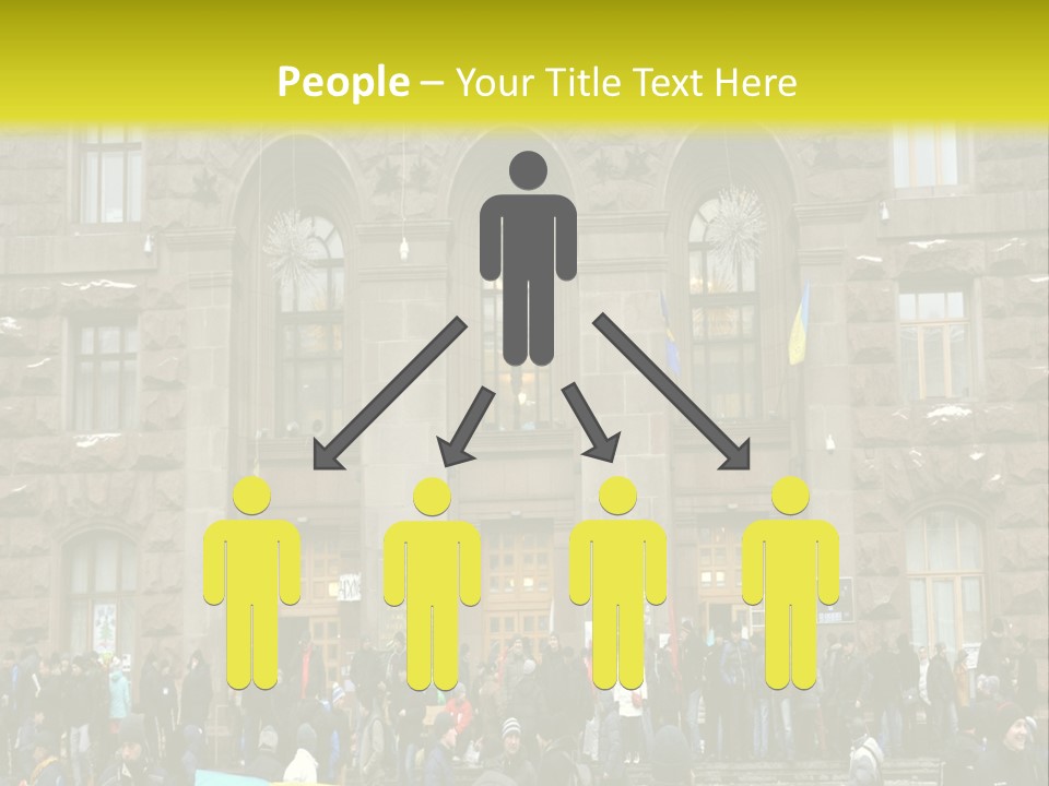 A Group Of People Standing In Front Of A Building PowerPoint Template