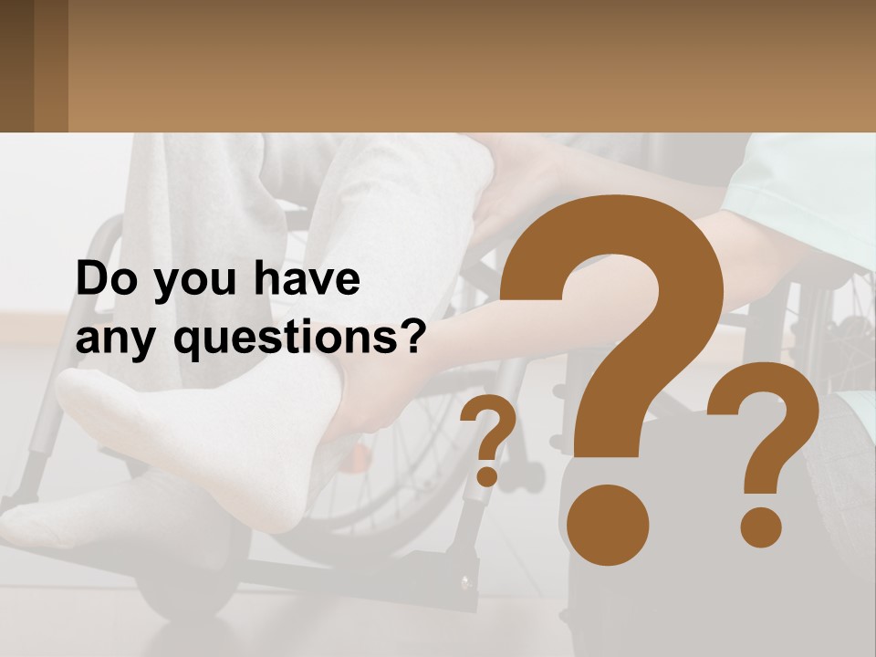 A Person Sitting In A Wheel Chair With A Foot On A Pillow PowerPoint Template