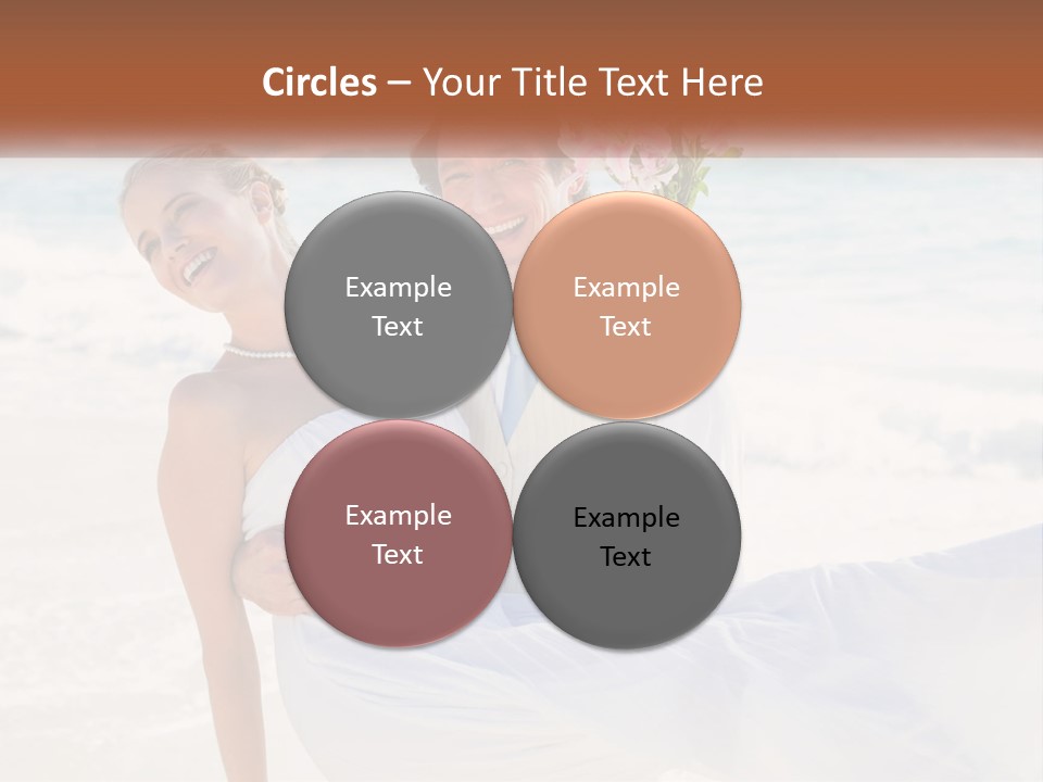 A Man And Woman On The Beach Holding A Bouquet Of Flowers PowerPoint Template