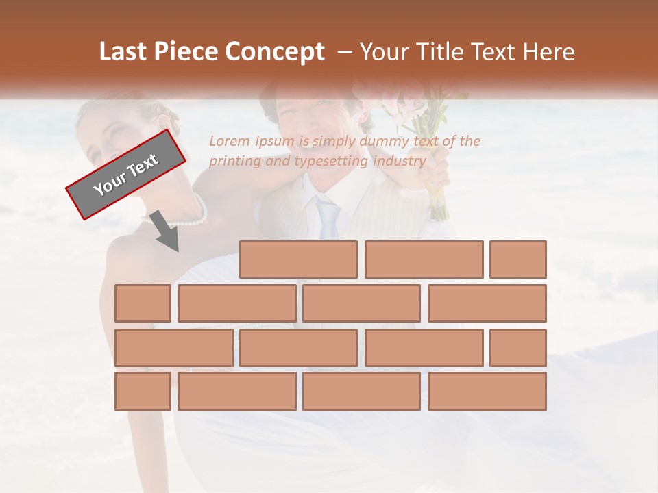 A Man And Woman On The Beach Holding A Bouquet Of Flowers PowerPoint Template