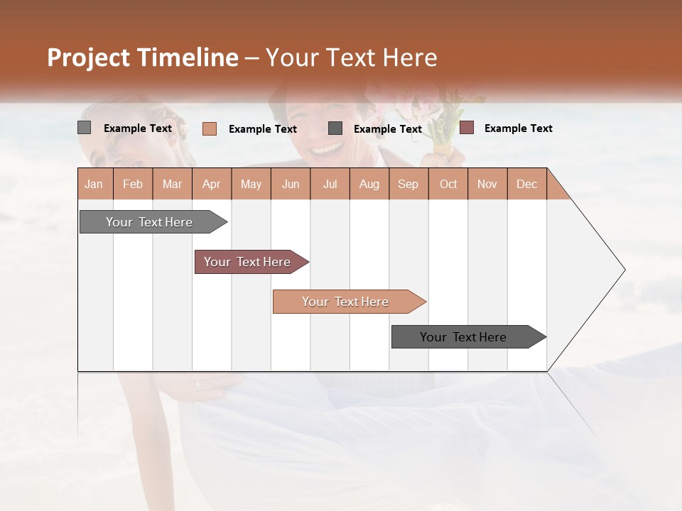 A Man And Woman On The Beach Holding A Bouquet Of Flowers PowerPoint Template