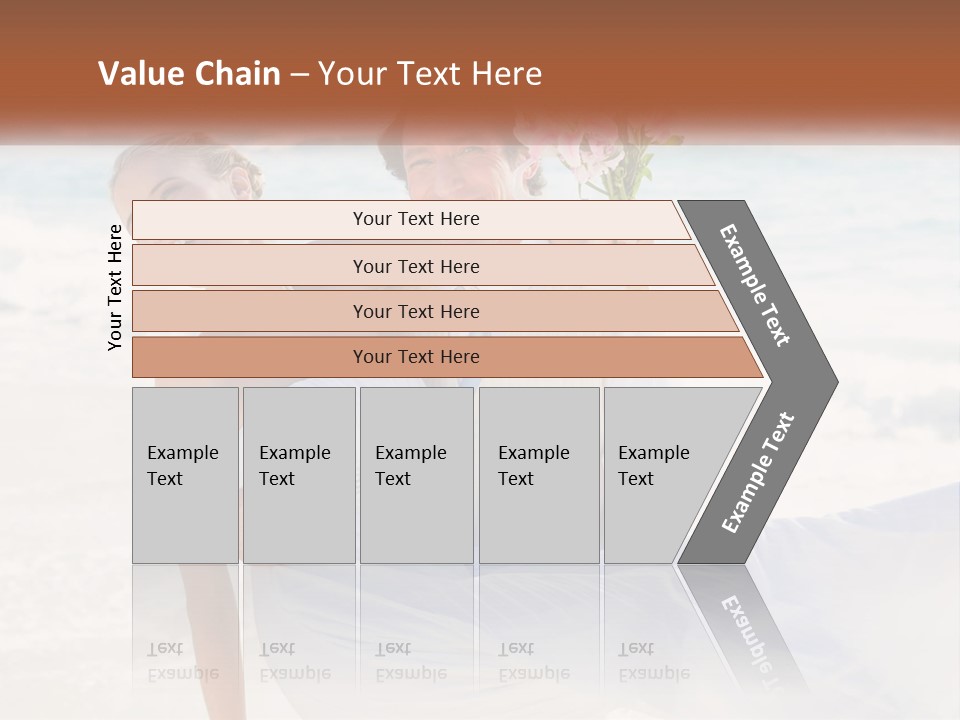 A Man And Woman On The Beach Holding A Bouquet Of Flowers PowerPoint Template