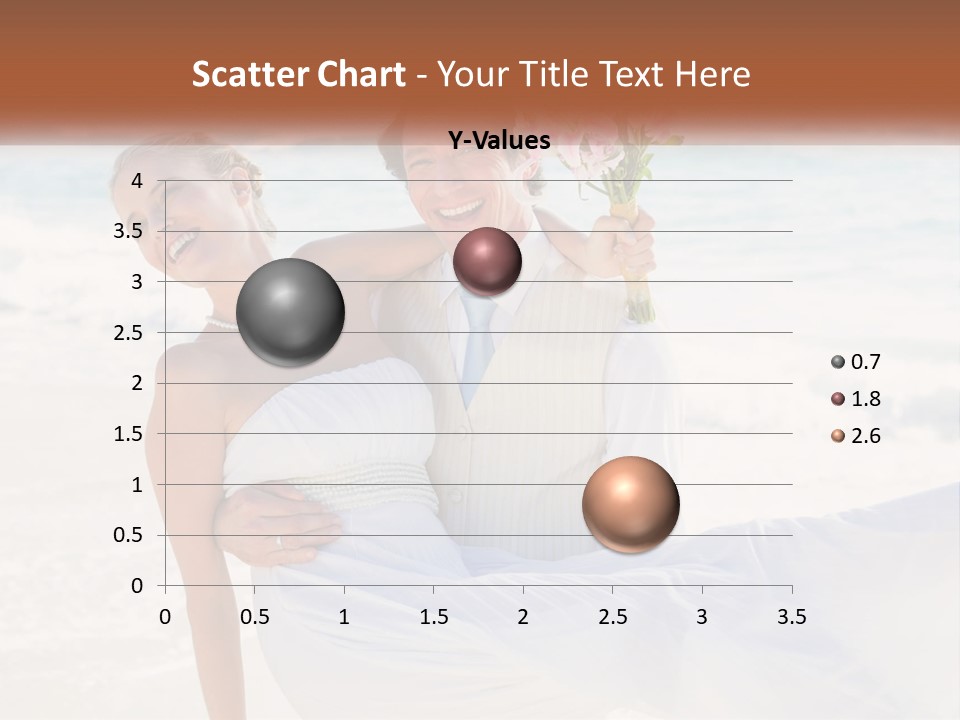 A Man And Woman On The Beach Holding A Bouquet Of Flowers PowerPoint Template