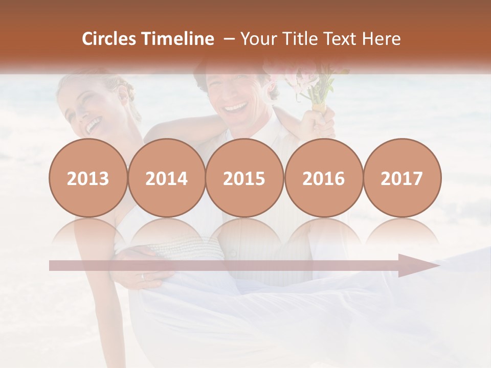 A Man And Woman On The Beach Holding A Bouquet Of Flowers PowerPoint Template