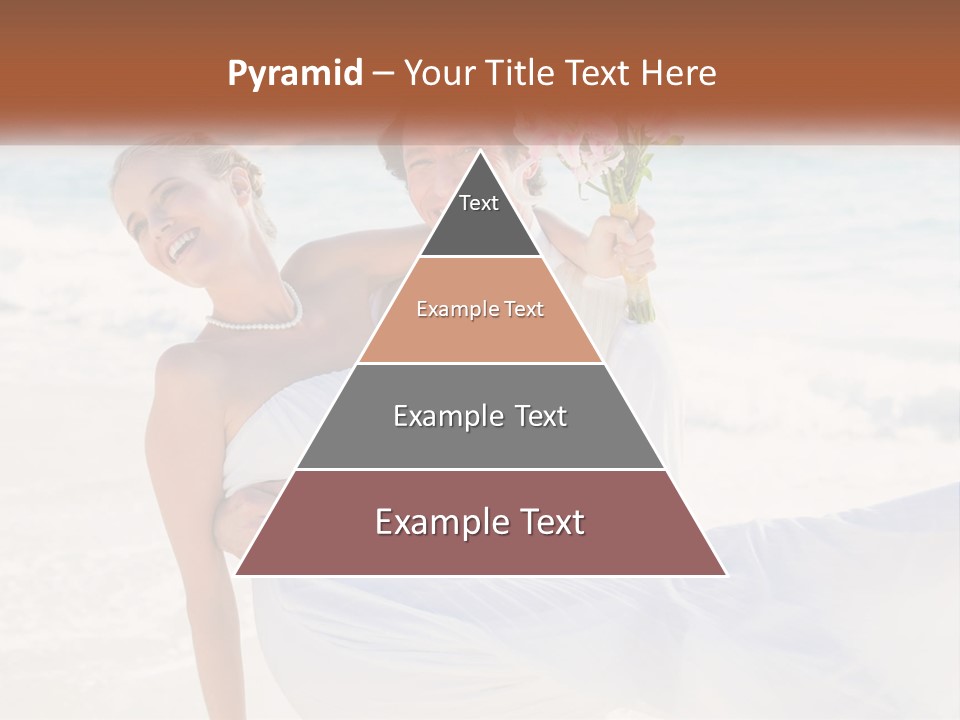 A Man And Woman On The Beach Holding A Bouquet Of Flowers PowerPoint Template