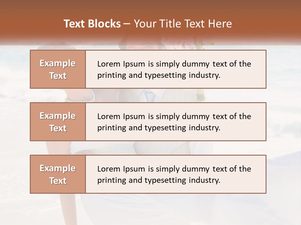 A Man And Woman On The Beach Holding A Bouquet Of Flowers PowerPoint Template