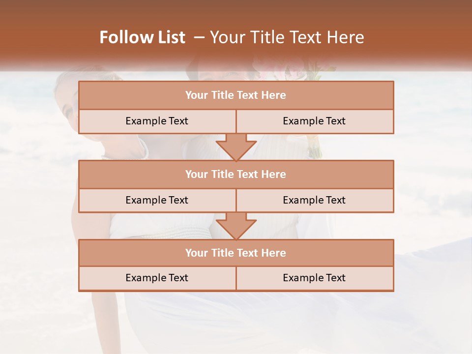 A Man And Woman On The Beach Holding A Bouquet Of Flowers PowerPoint Template