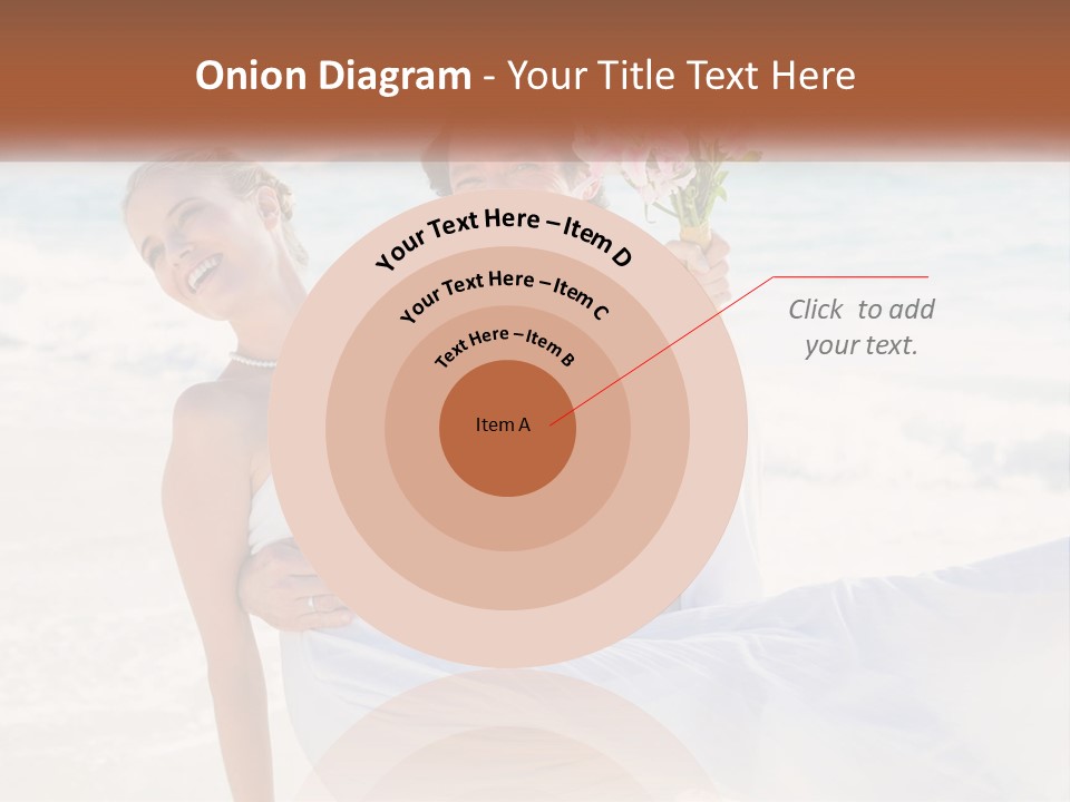 A Man And Woman On The Beach Holding A Bouquet Of Flowers PowerPoint Template